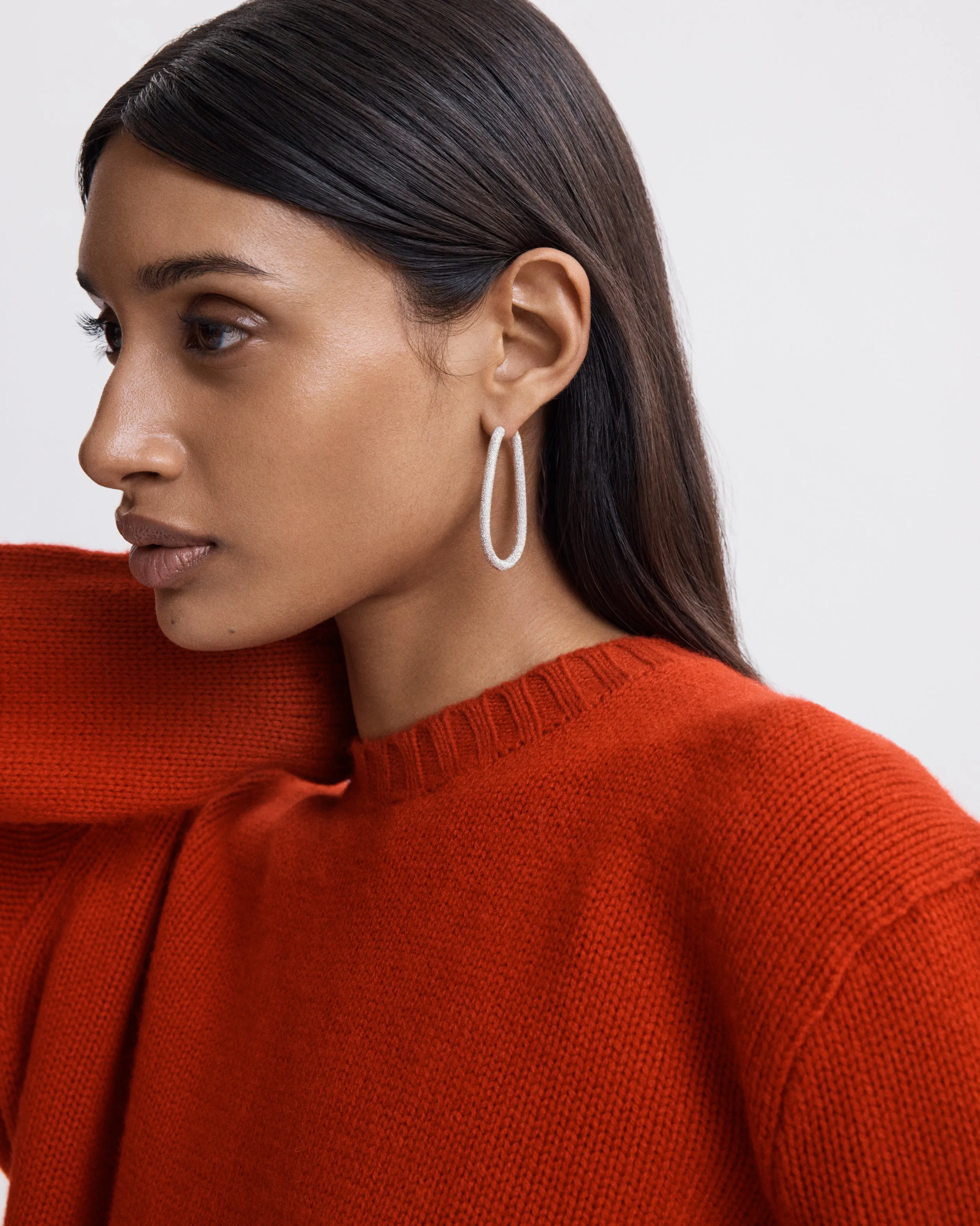 Florentine Finish Small Drop Hoop Earrings