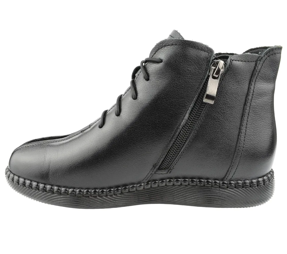 Ghete casual, dama, FORMAZIONE, SC9580 negru, piele naturala
