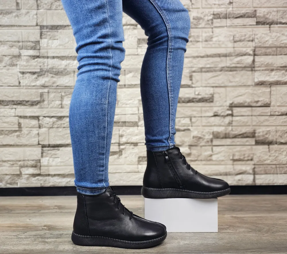 Ghete casual, dama, FORMAZIONE, SC9580 negru, piele naturala