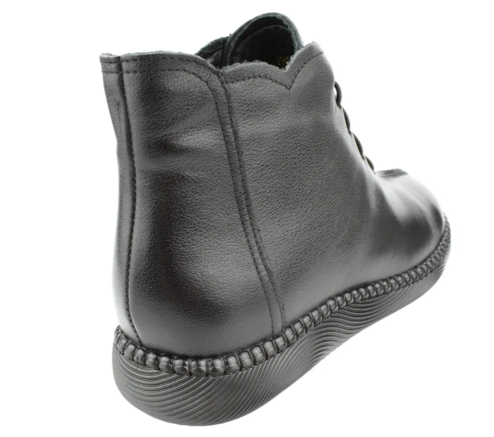 Ghete casual, dama, FORMAZIONE, SC9580 negru, piele naturala