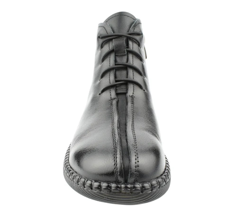 Ghete casual, dama, FORMAZIONE, SC9580 negru, piele naturala