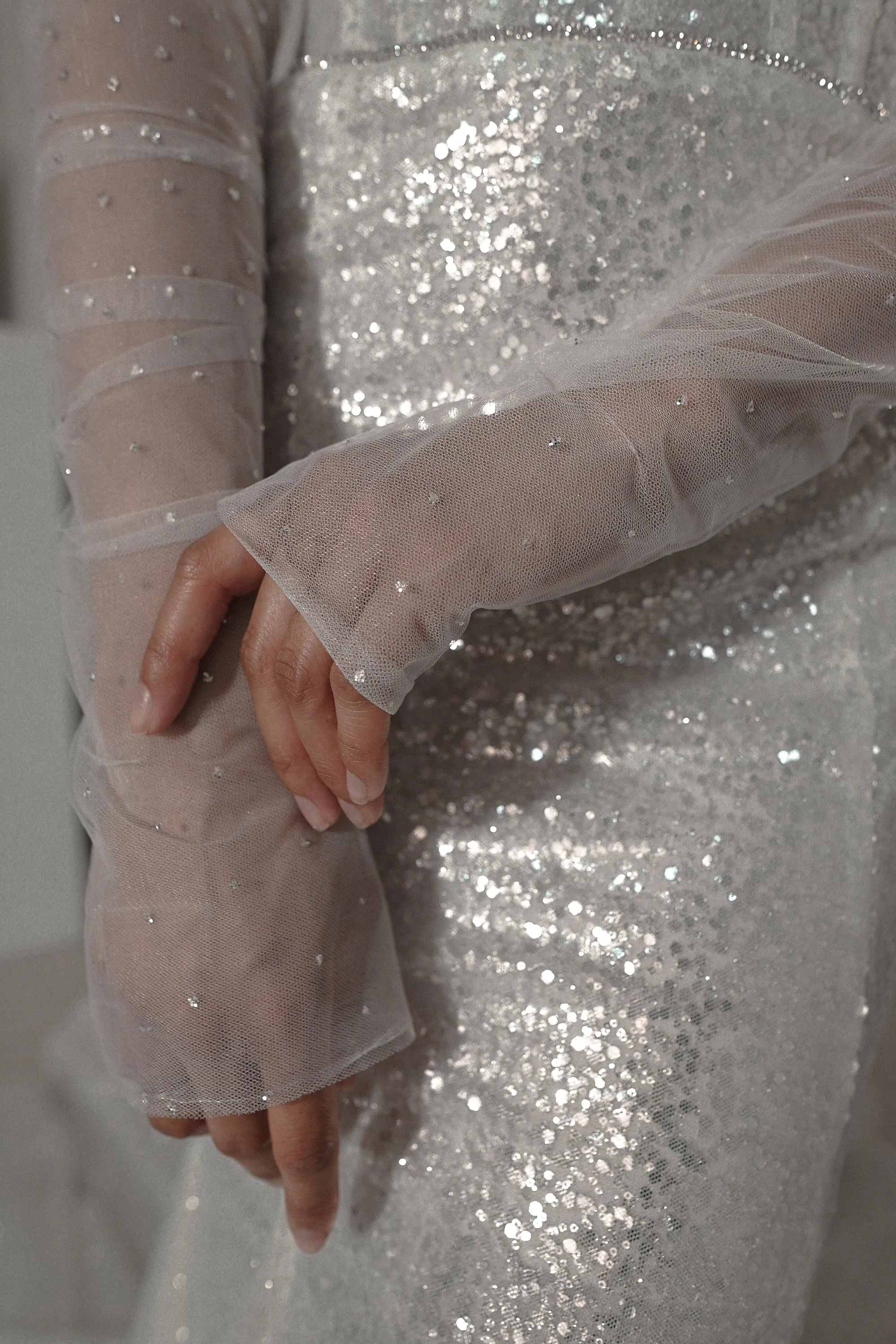 Glitter Wedding Dress Addison with Long Sleeves