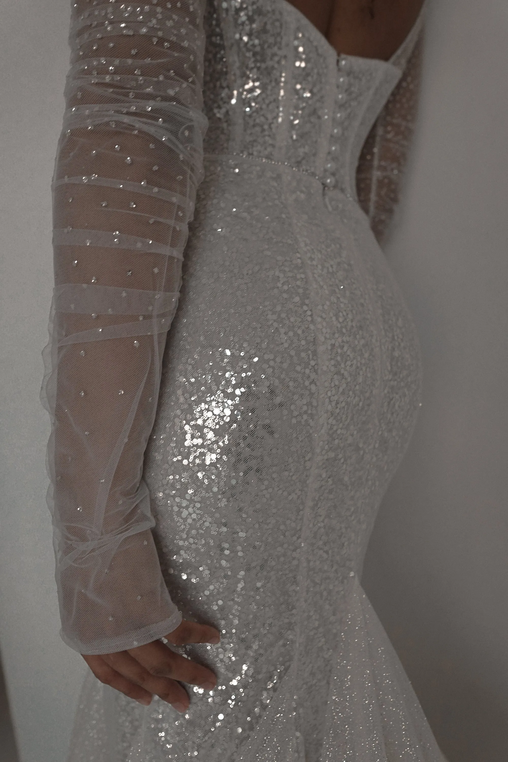 Glitter Wedding Dress Addison with Long Sleeves