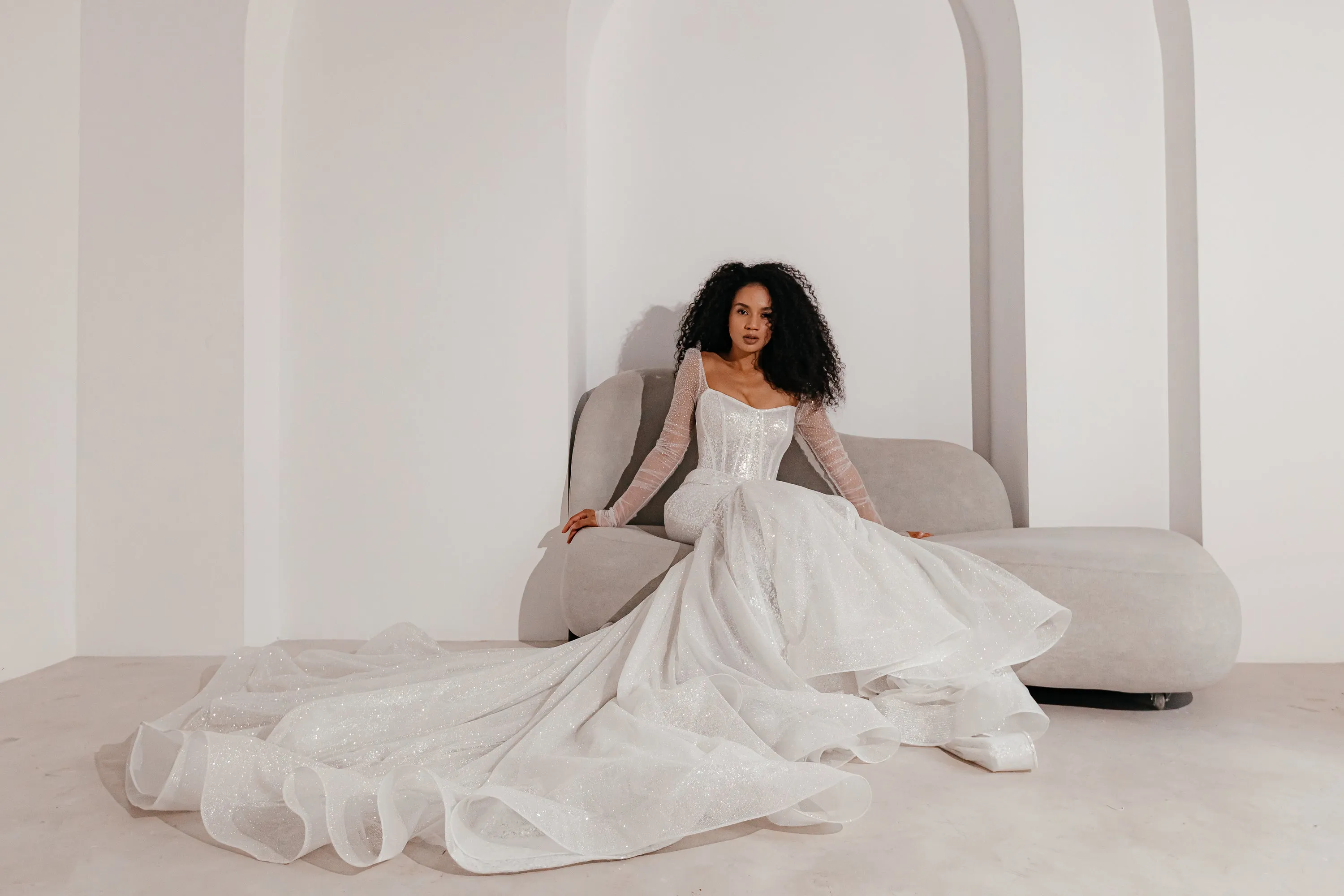 Glitter Wedding Dress Addison with Long Sleeves