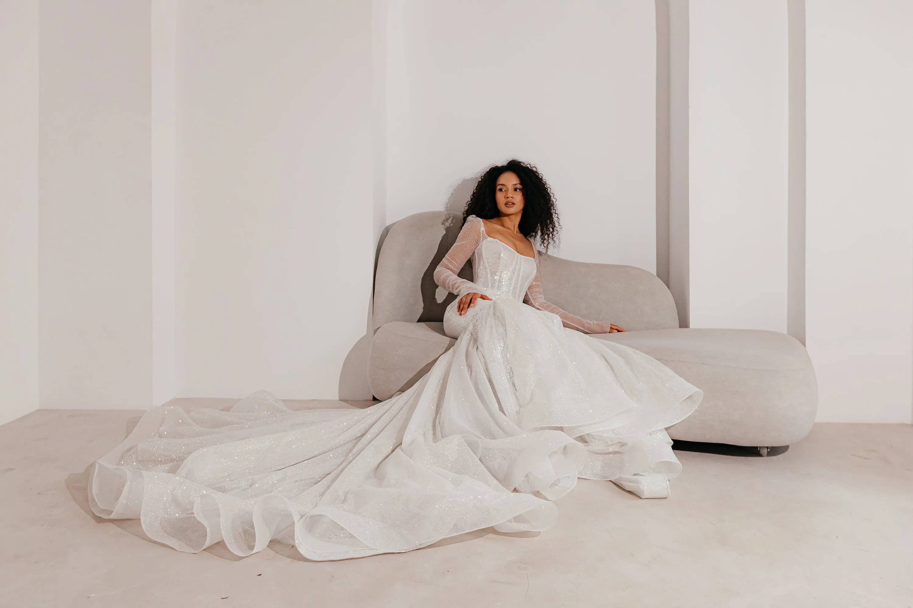 Glitter Wedding Dress Addison with Long Sleeves