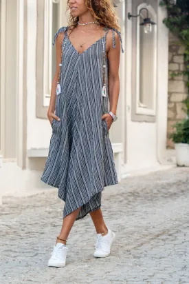 GNS Woman Black Strappy Asymmetric Loose Fit Jumpsuit GK-BST2900 - Redondo Beach