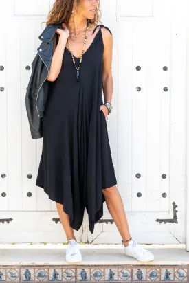 GNS Woman Black Strappy Asymmetric Loose Fit Jumpsuit GK-BSTH5002 - Grand Junction