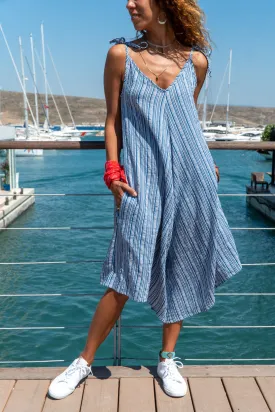GNS Woman Blue Strappy Asymmetric Loose Fit Jumpsuit GK-BST2900 - Moerdijk