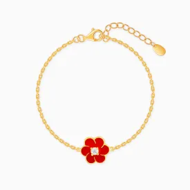 Golden Red Flower Power Bracelet