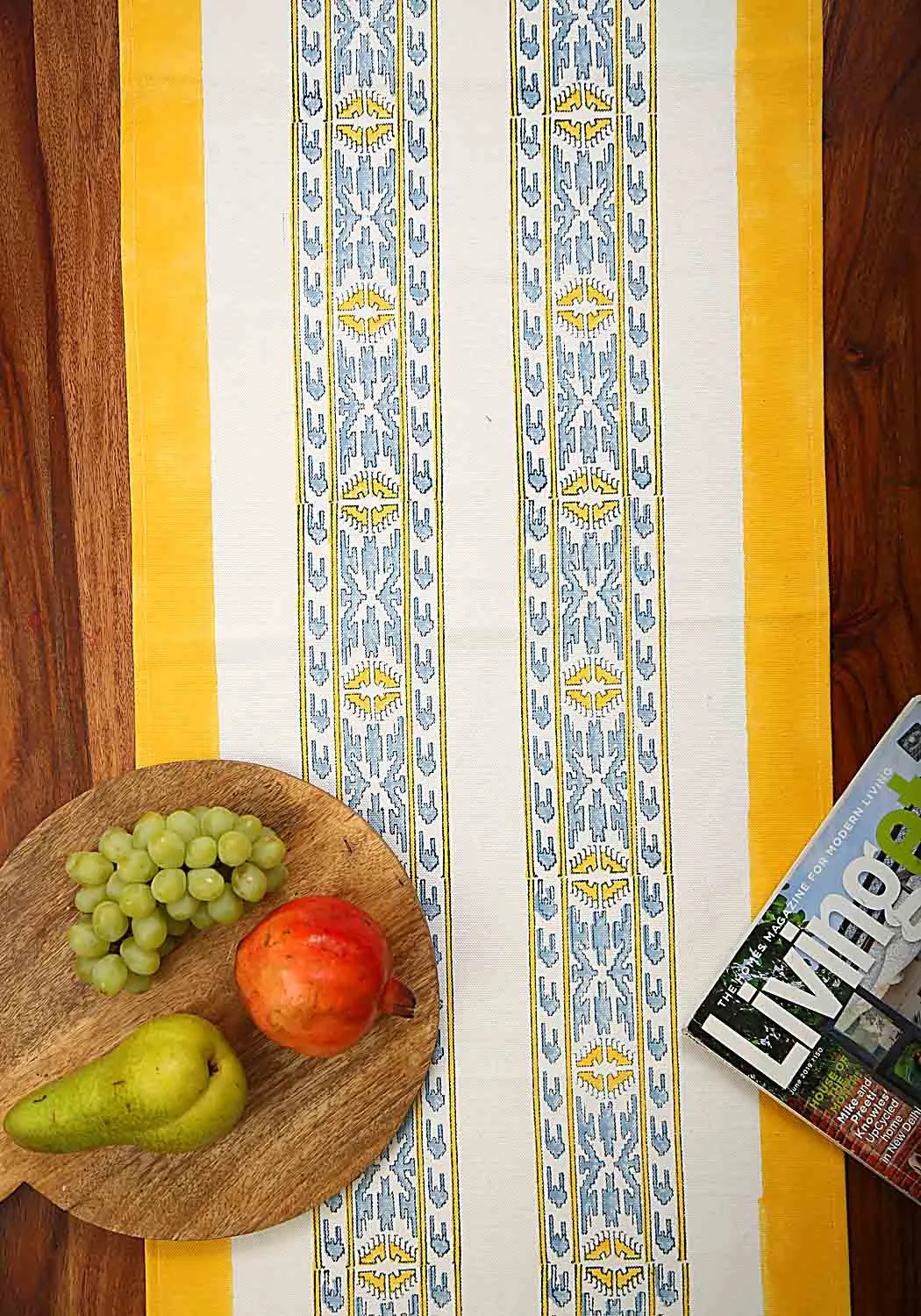 Hand Block Print Muscari Table Runner and Placemat & Napkin Set