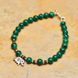 Hand Made Tibetan Elephant Mala With Malachite Beads Bracelet