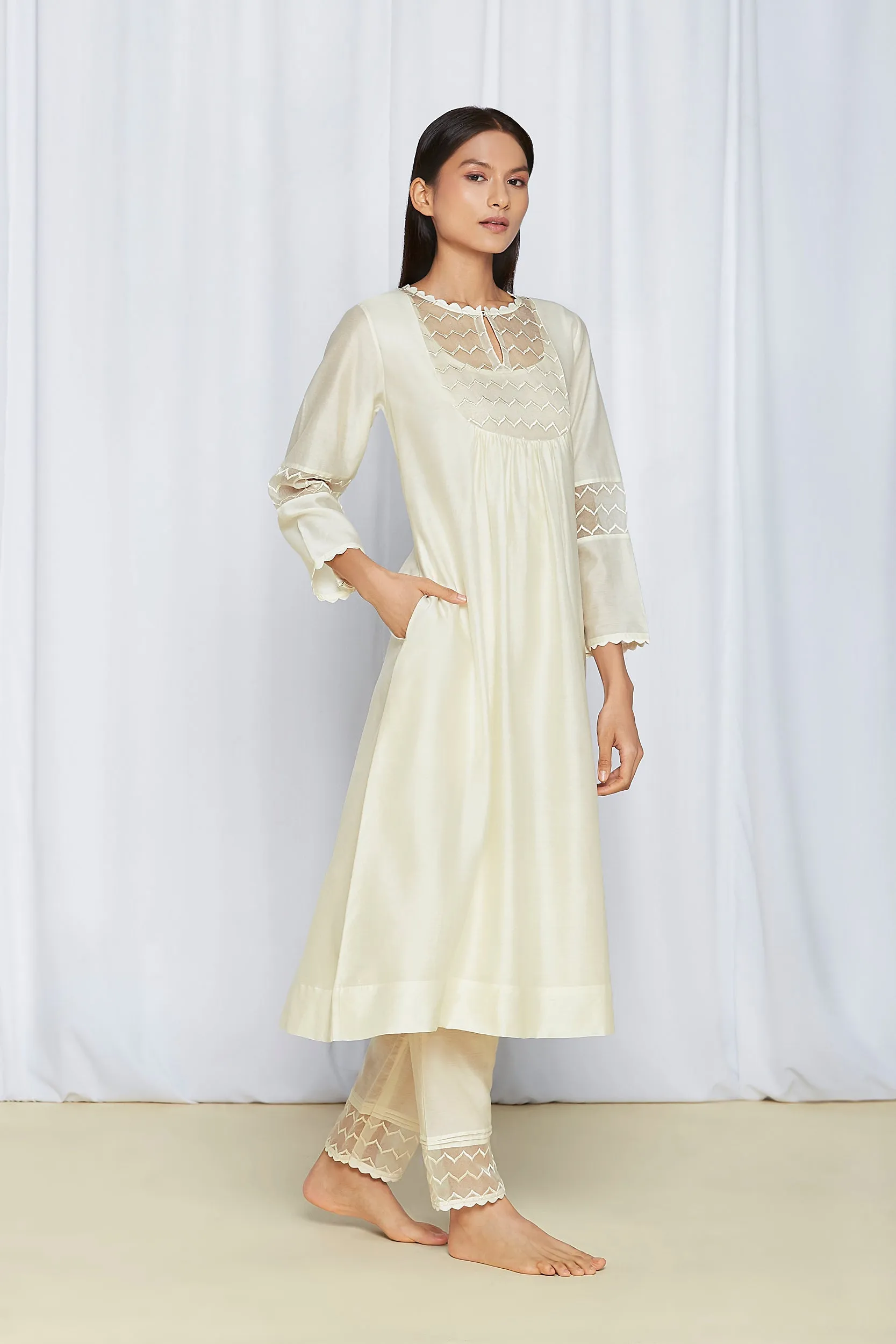 Ivory Chanderi Kurta Set