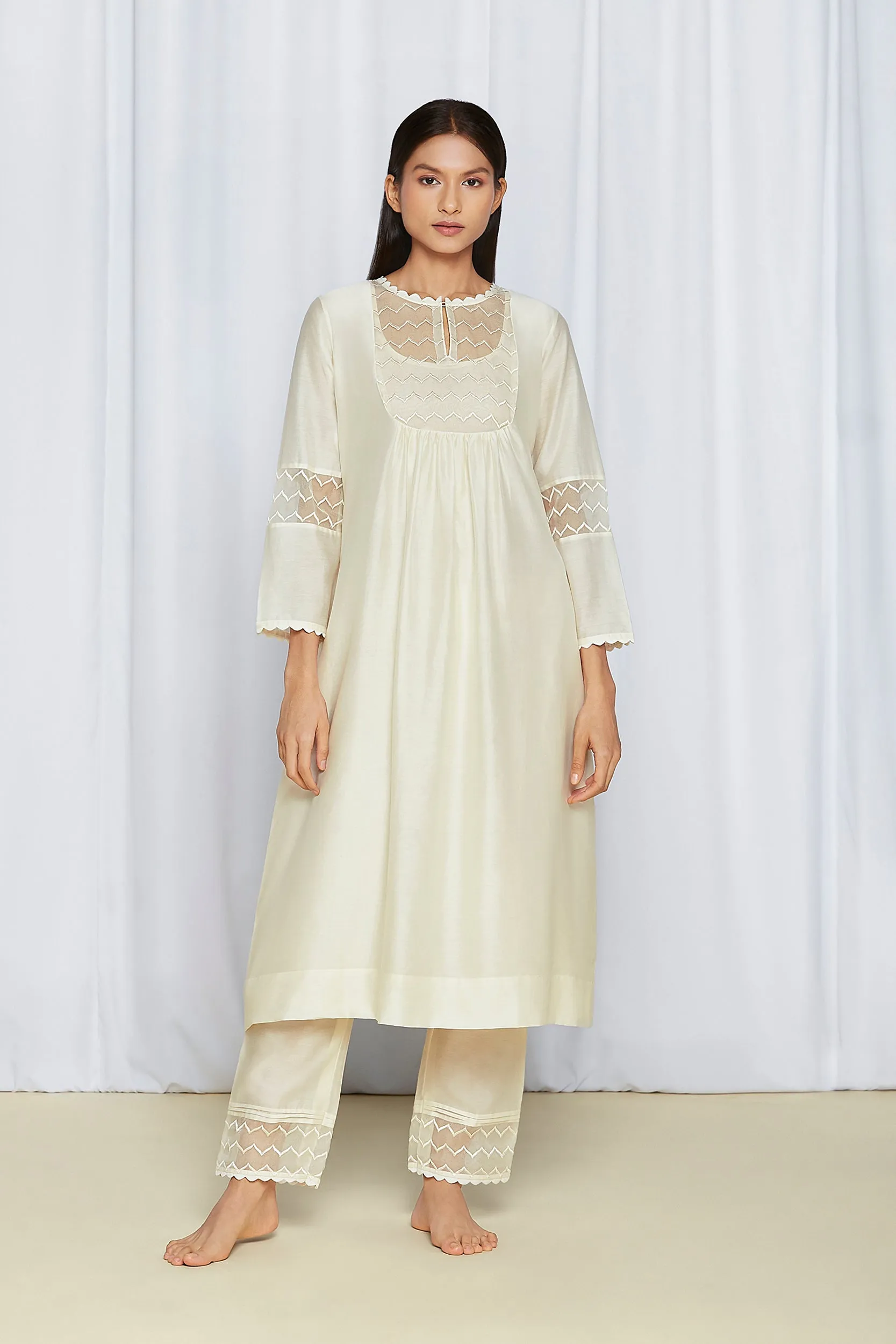 Ivory Chanderi Kurta Set