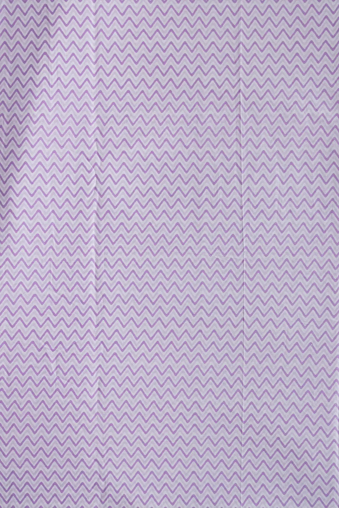 Lavender Chevron Print On White Pure Cotton Fabric