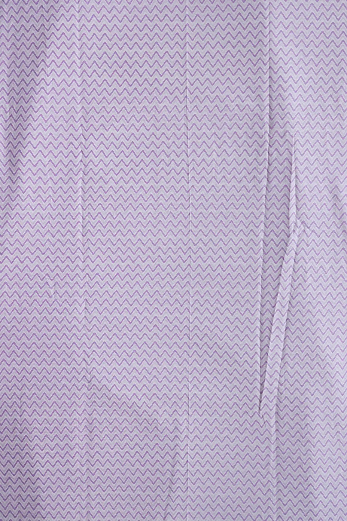 Lavender Chevron Print On White Pure Cotton Fabric