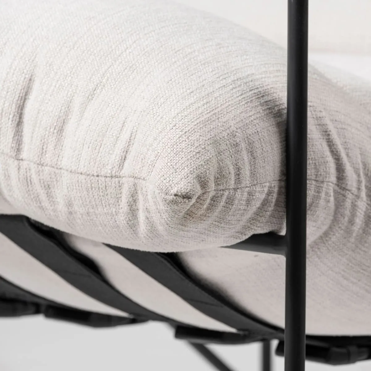 Leonidas Accent Chair Cream Fabric | Black Metal