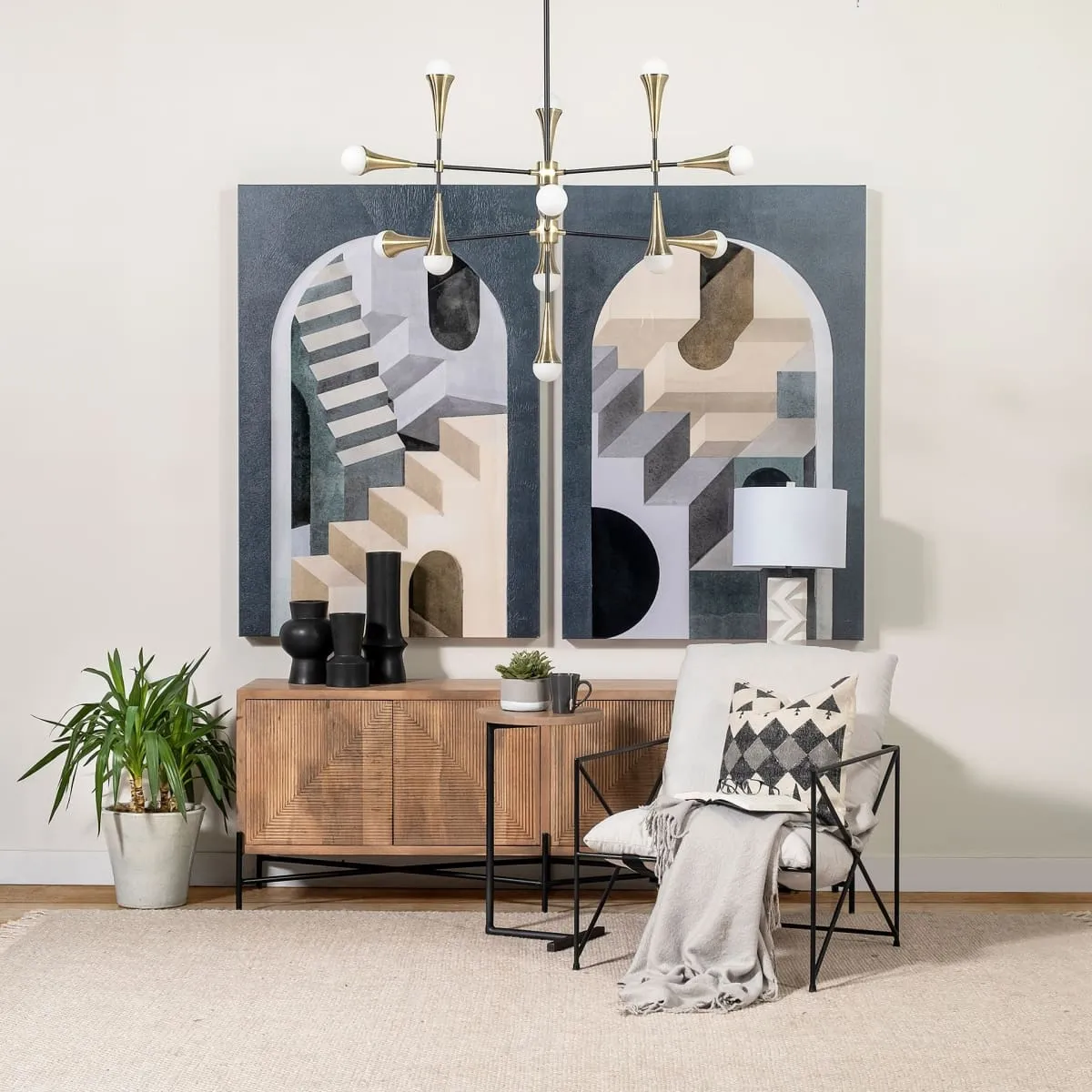 Leonidas Accent Chair Cream Fabric | Black Metal