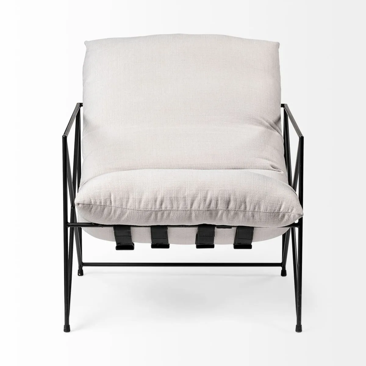 Leonidas Accent Chair Cream Fabric | Black Metal