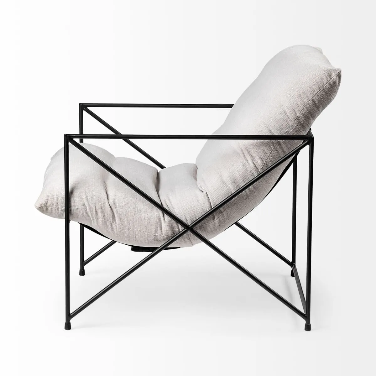 Leonidas Accent Chair Cream Fabric | Black Metal