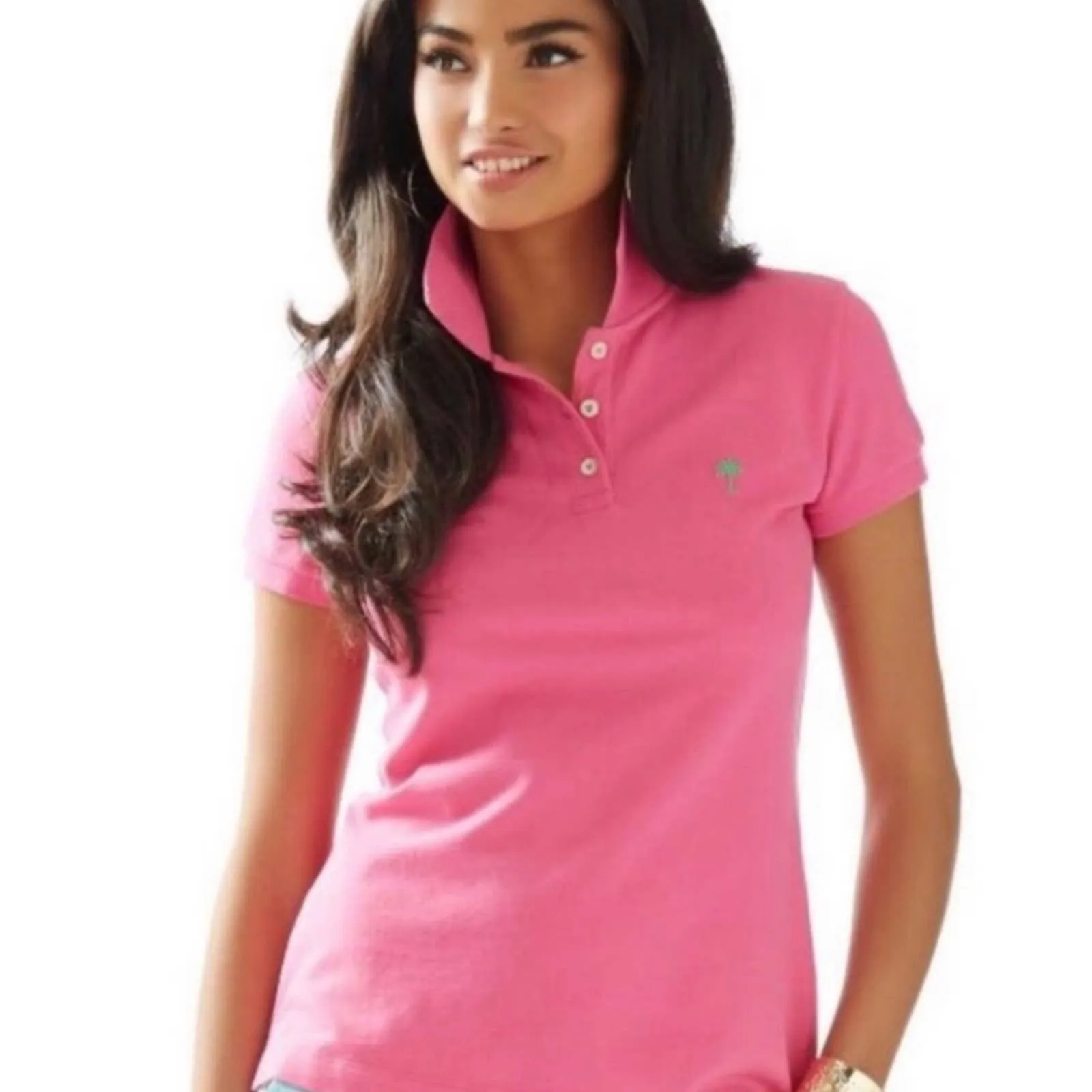 Lilly Pulitzer Polo Shirt Pink Medium