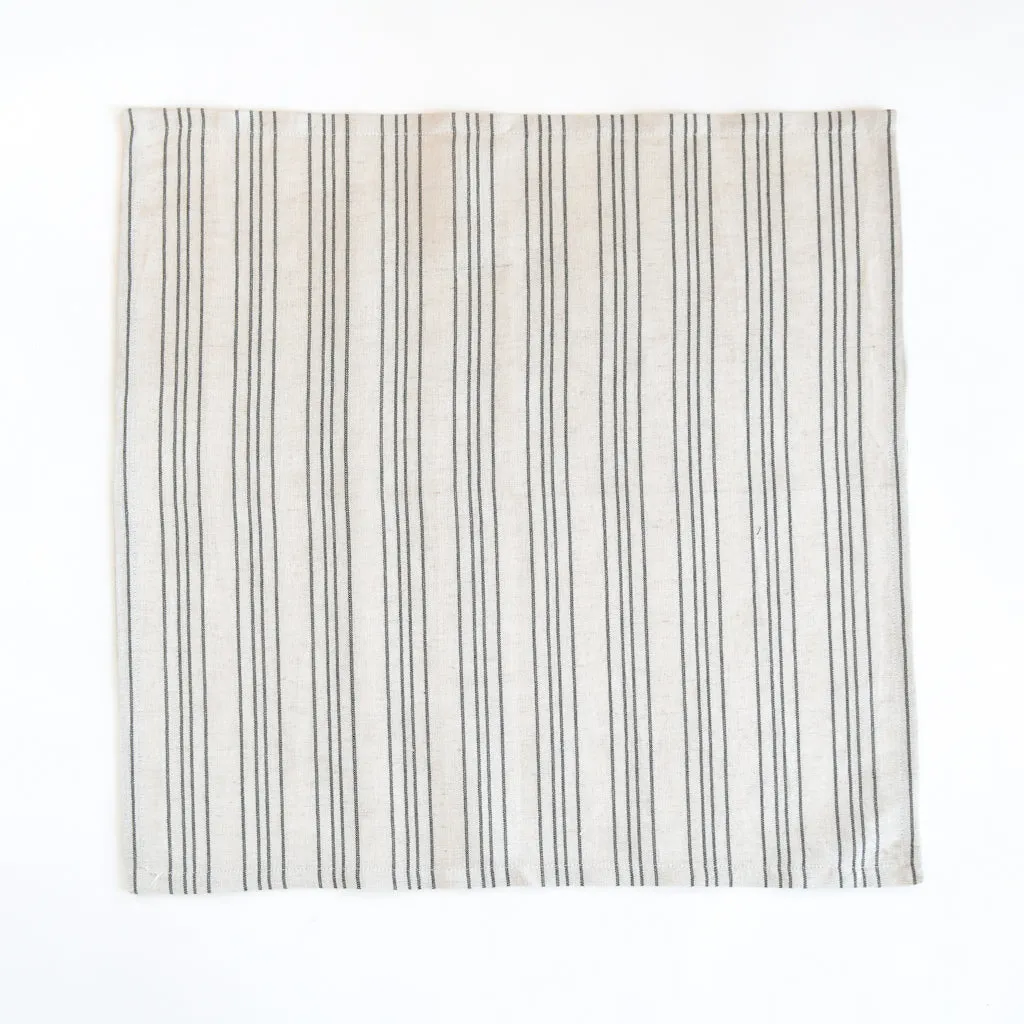 Linen / Cotton Small Ticking Napkins, Set of 4