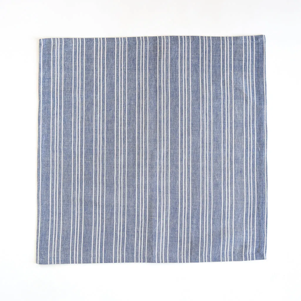 Linen / Cotton Small Ticking Napkins, Set of 4
