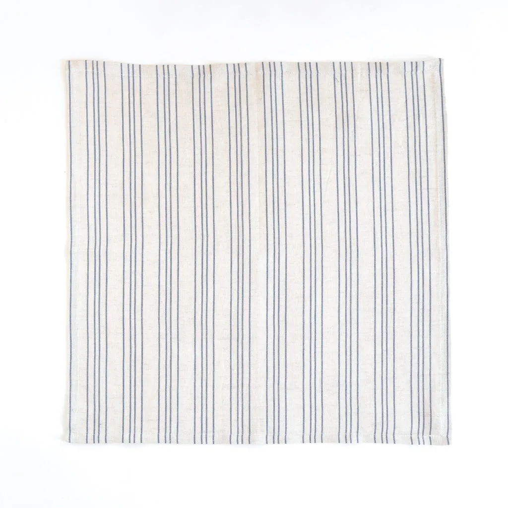 Linen / Cotton Small Ticking Napkins, Set of 4