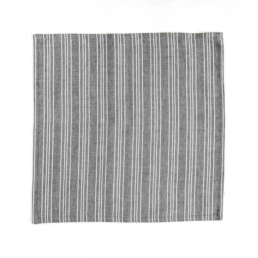 Linen / Cotton Small Ticking Napkins, Set of 4