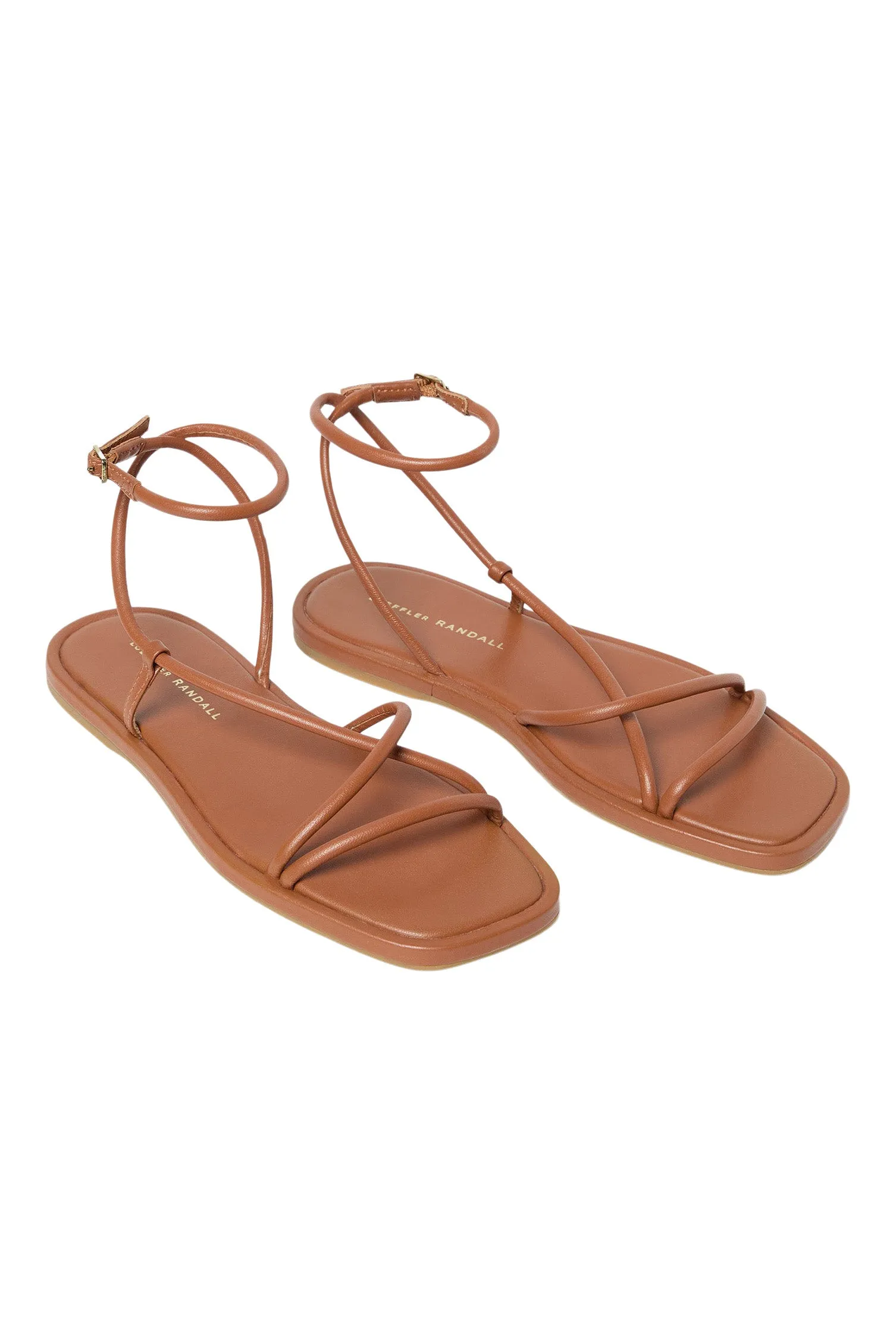 Loeffler Randall Noor Leather Flat Sandal in Timber