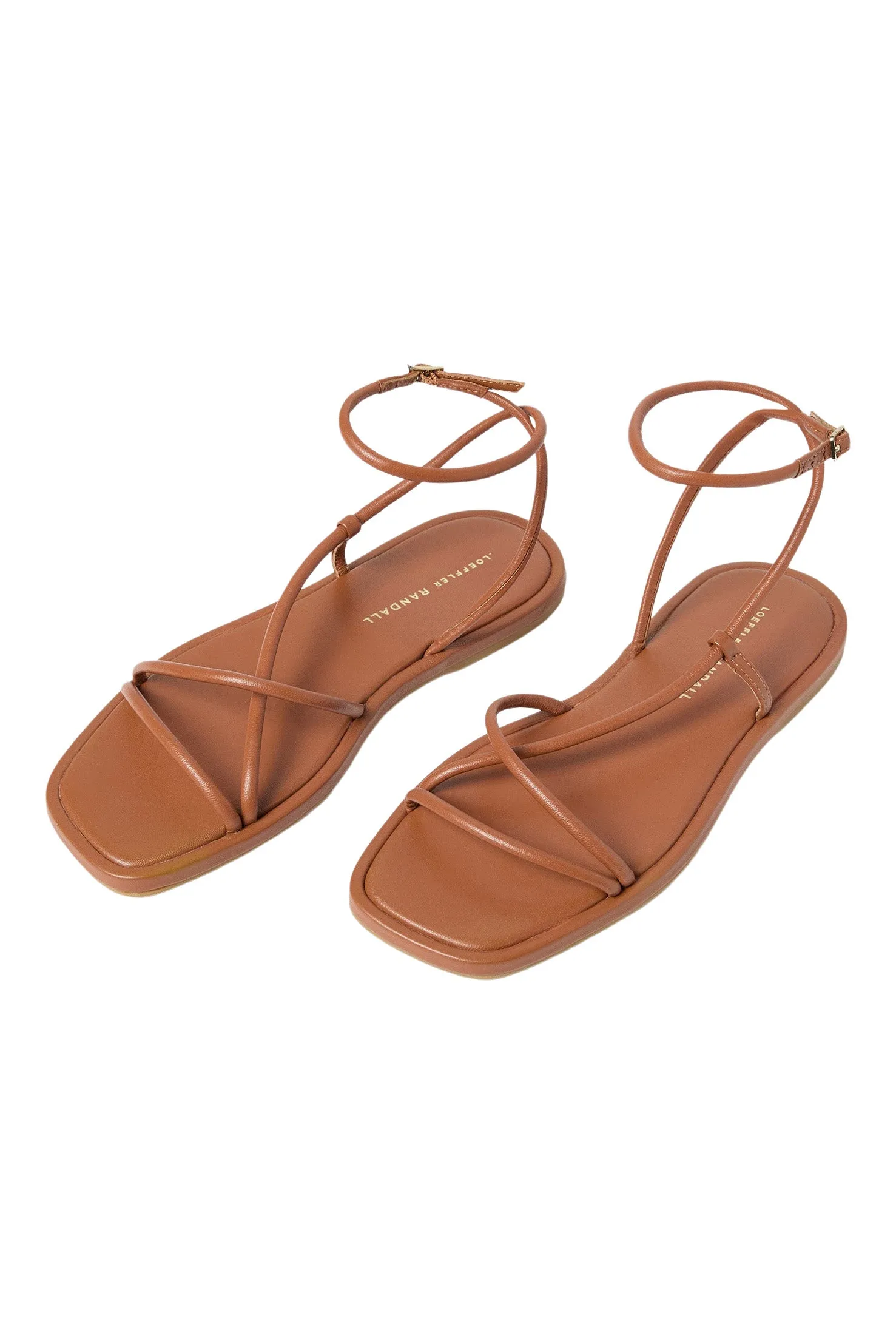 Loeffler Randall Noor Leather Flat Sandal in Timber