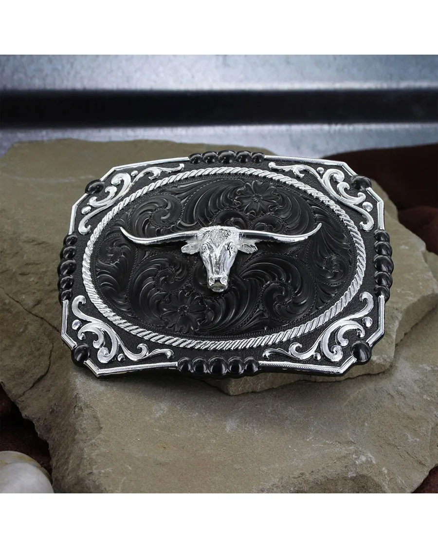 Longhorn Steer Gunmetal Belt Buckle