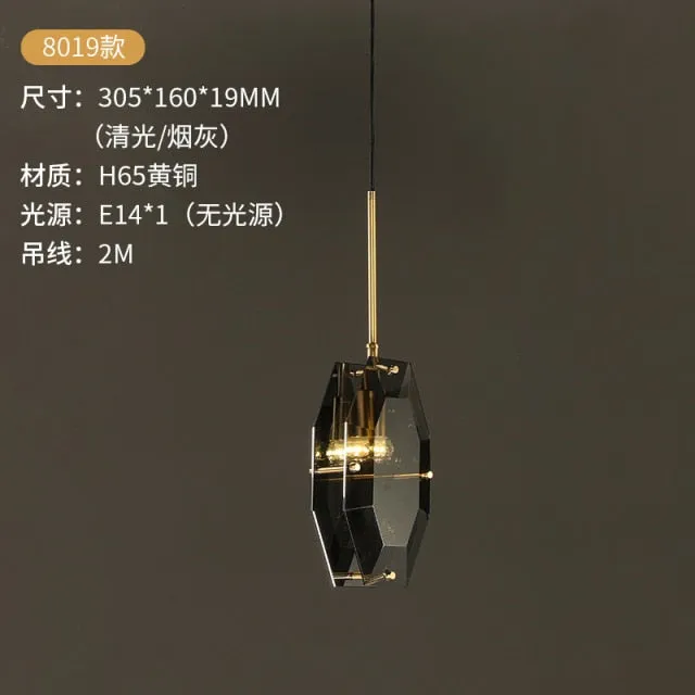 Luxury Lighting Diamond Shaped Crystal Pendant Lamp