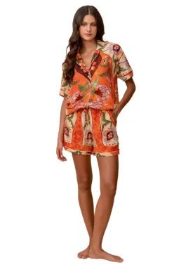 Maaji Chili Red Flower Slumber Short Sleeve Short Set