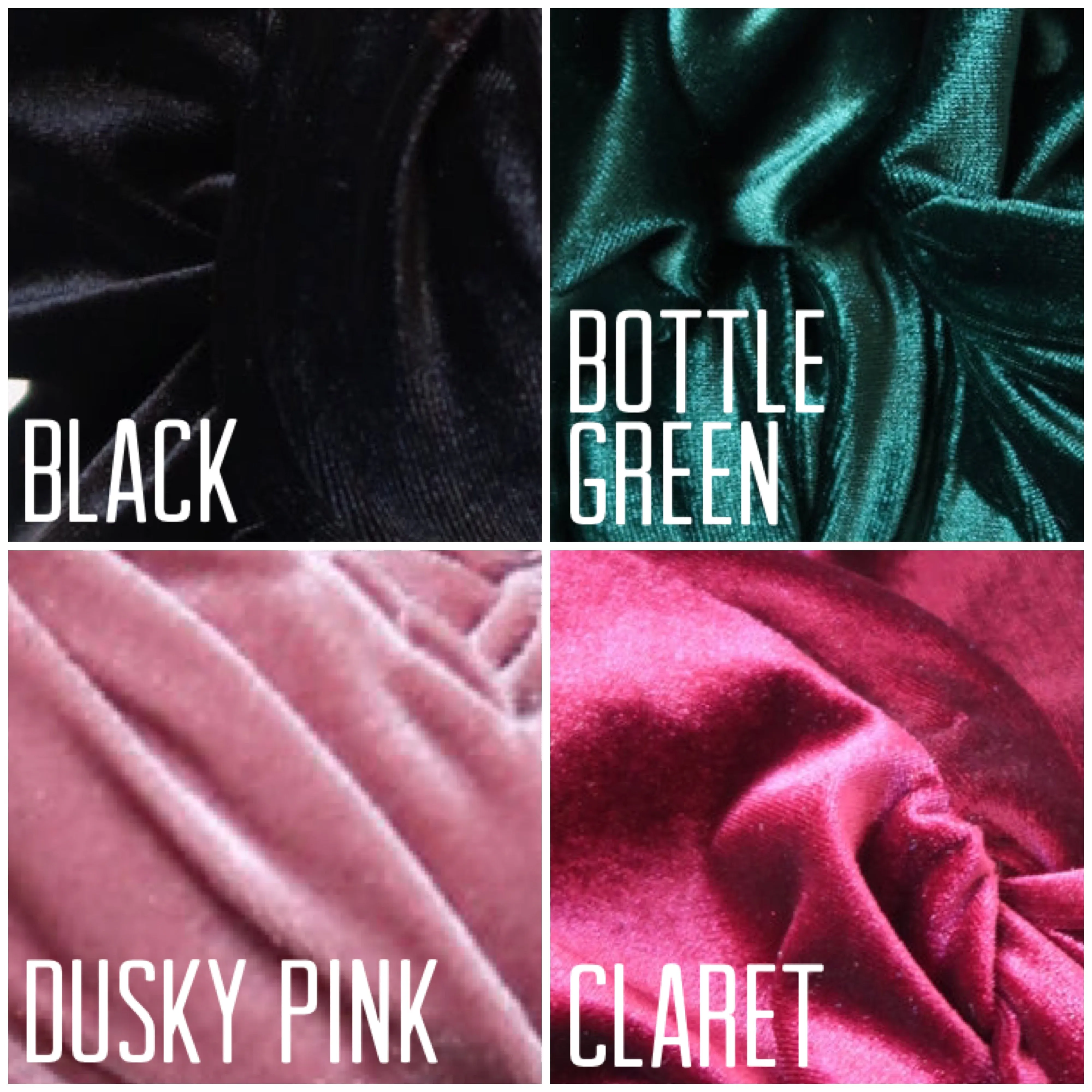 Made To Order: ROSE KNOT Velvet Pre-tied Stretchy 1940s Style Turban in Black, Claret, Bottle Green & Dusky Pink