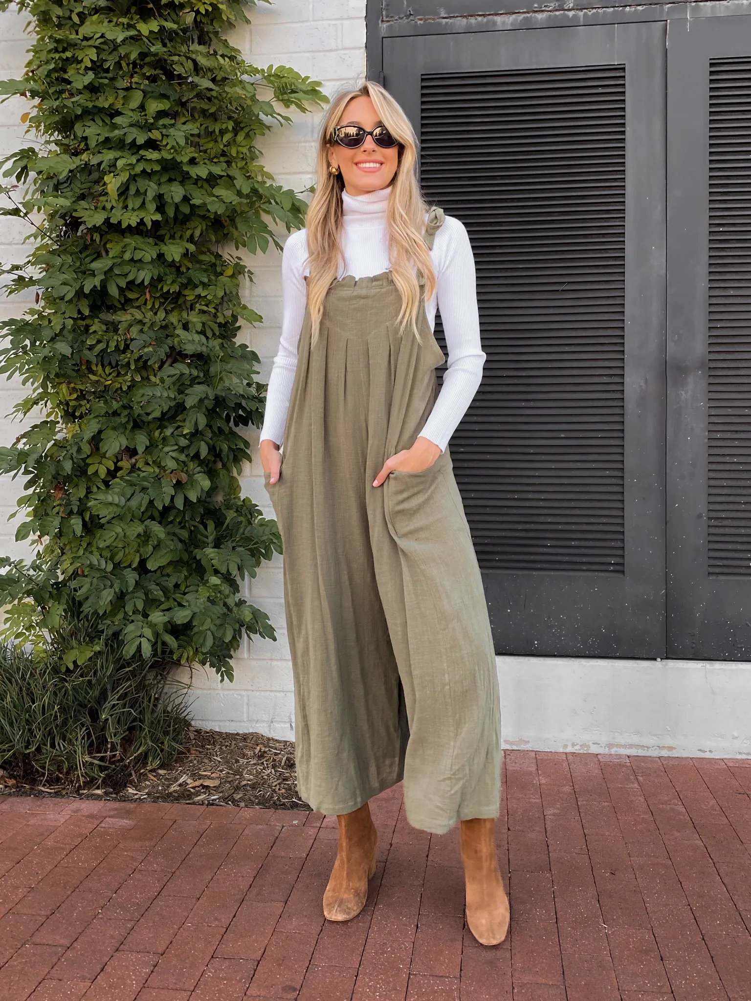Matcha Love Pleated Jumpsuit - Final Sale