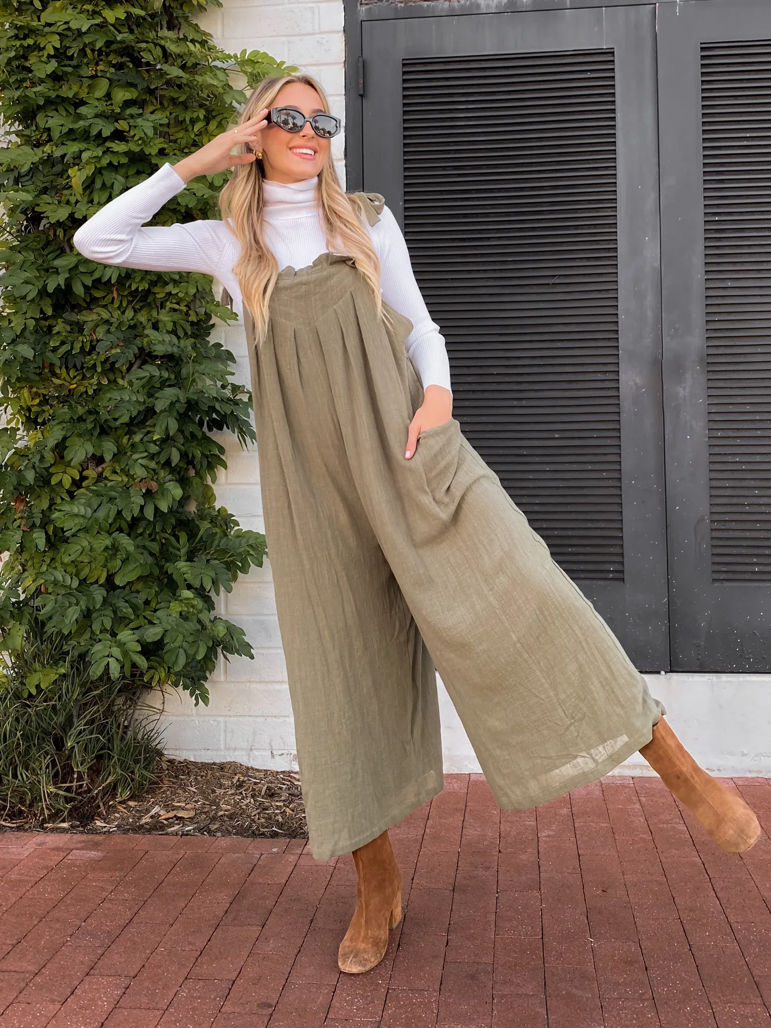 Matcha Love Pleated Jumpsuit - Final Sale