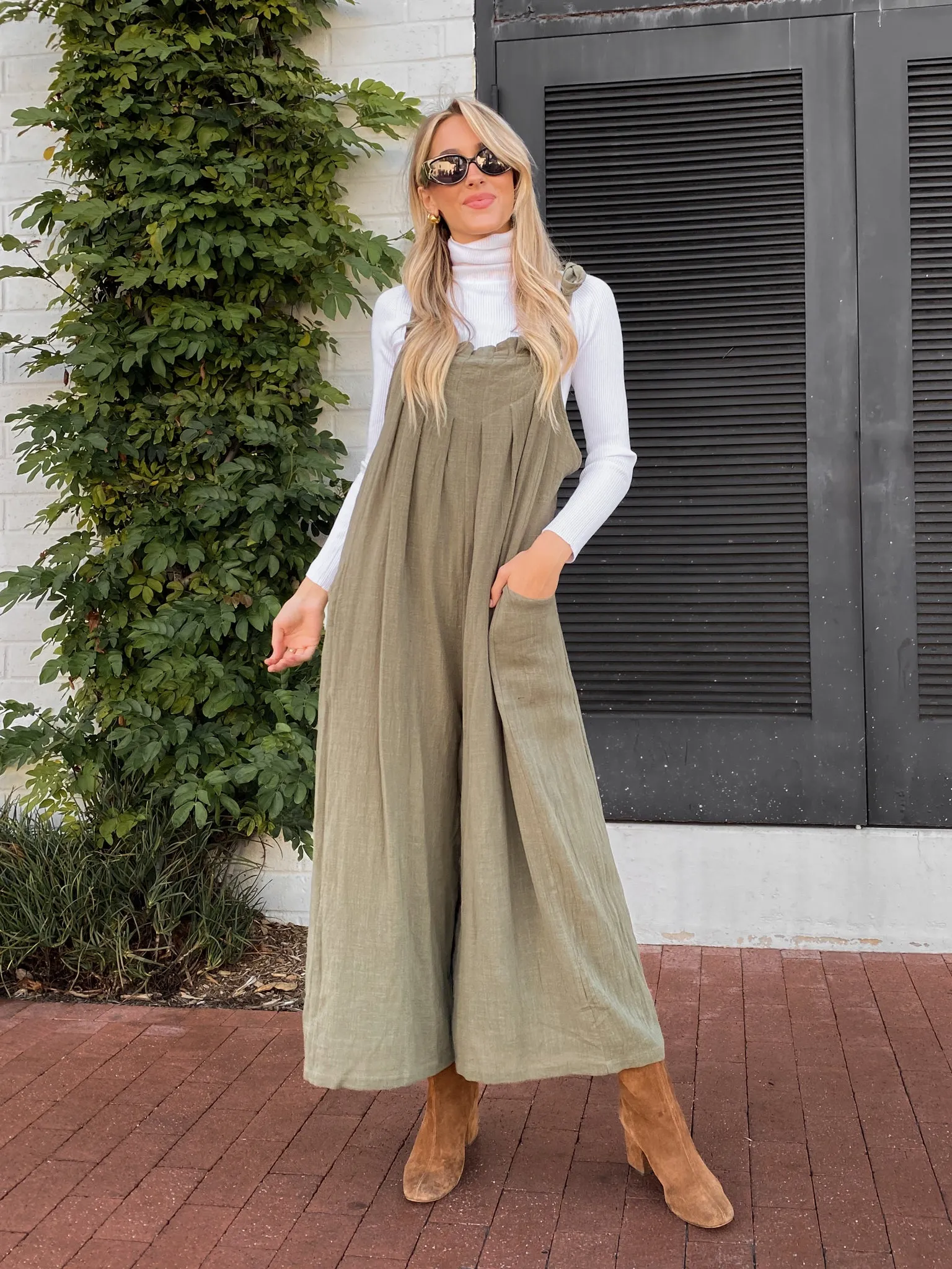 Matcha Love Pleated Jumpsuit - Final Sale