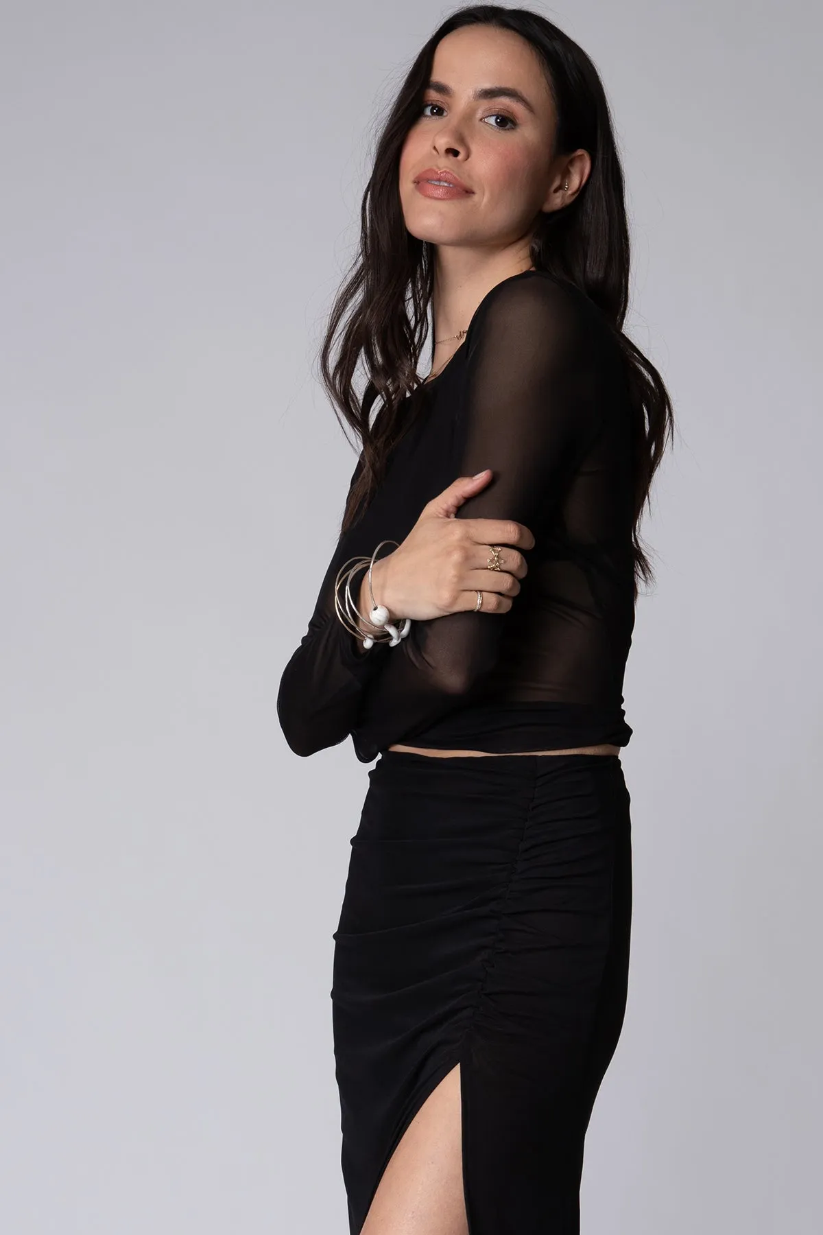 MESH CROP TEE LONG SLEEVE