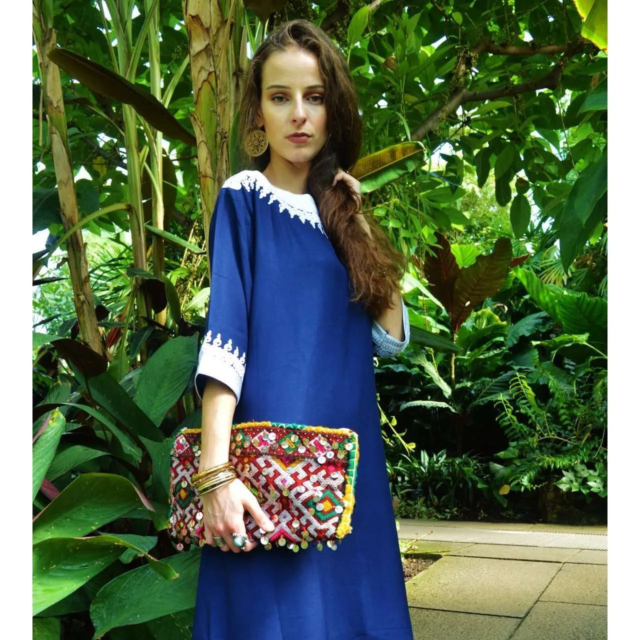 Navy Blue  Resort Reina Style Tunic Dress