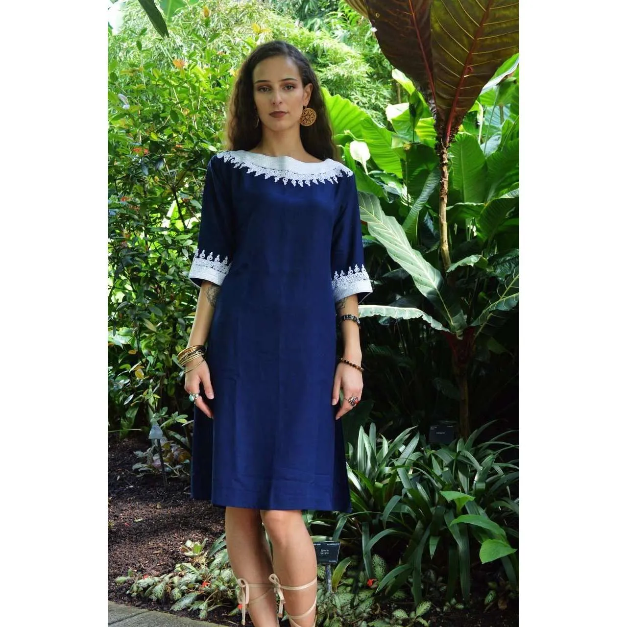 Navy Blue  Resort Reina Style Tunic Dress
