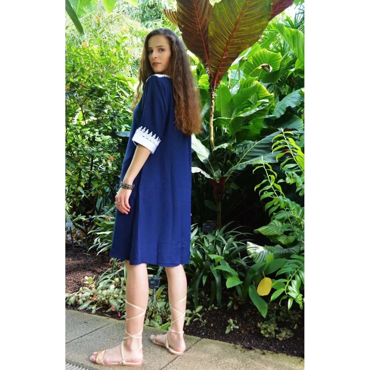 Navy Blue  Resort Reina Style Tunic Dress