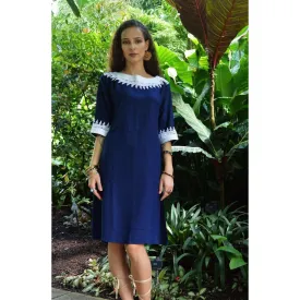 Navy Blue  Resort Reina Style Tunic Dress