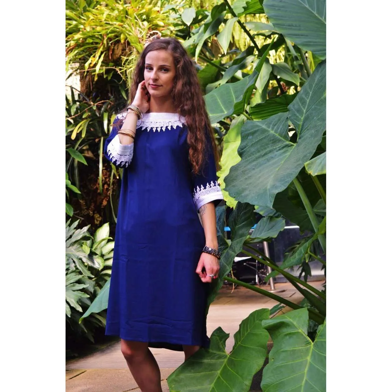 Navy Blue  Resort Reina Style Tunic Dress
