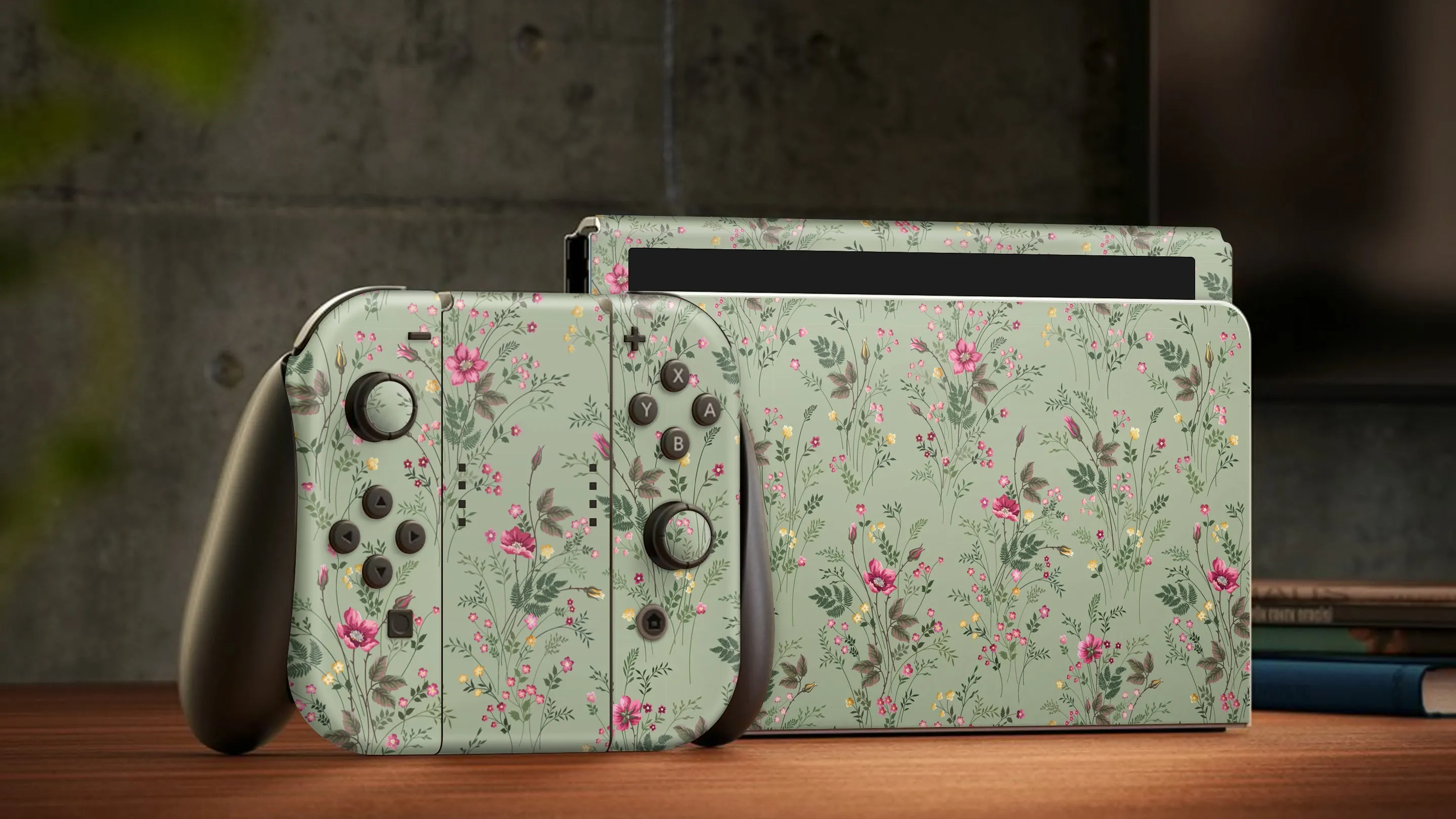 Nintendo Switch Oled Skin Decals - Foliage Garden - Wrap Vinyl Sticker