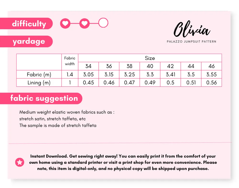 Olivia - Palazzo Jumpsuit Sewing Pattern