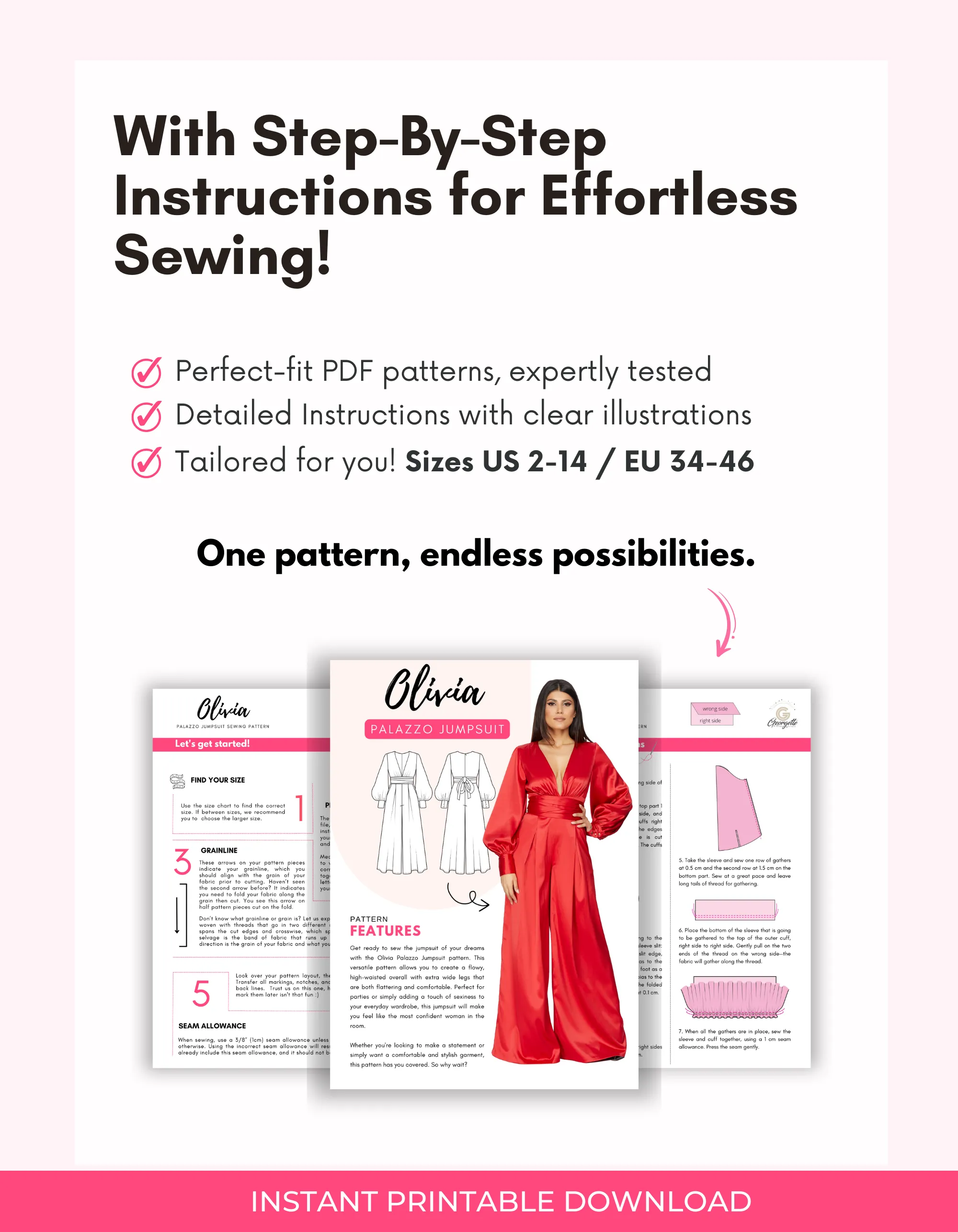 Olivia - Palazzo Jumpsuit Sewing Pattern