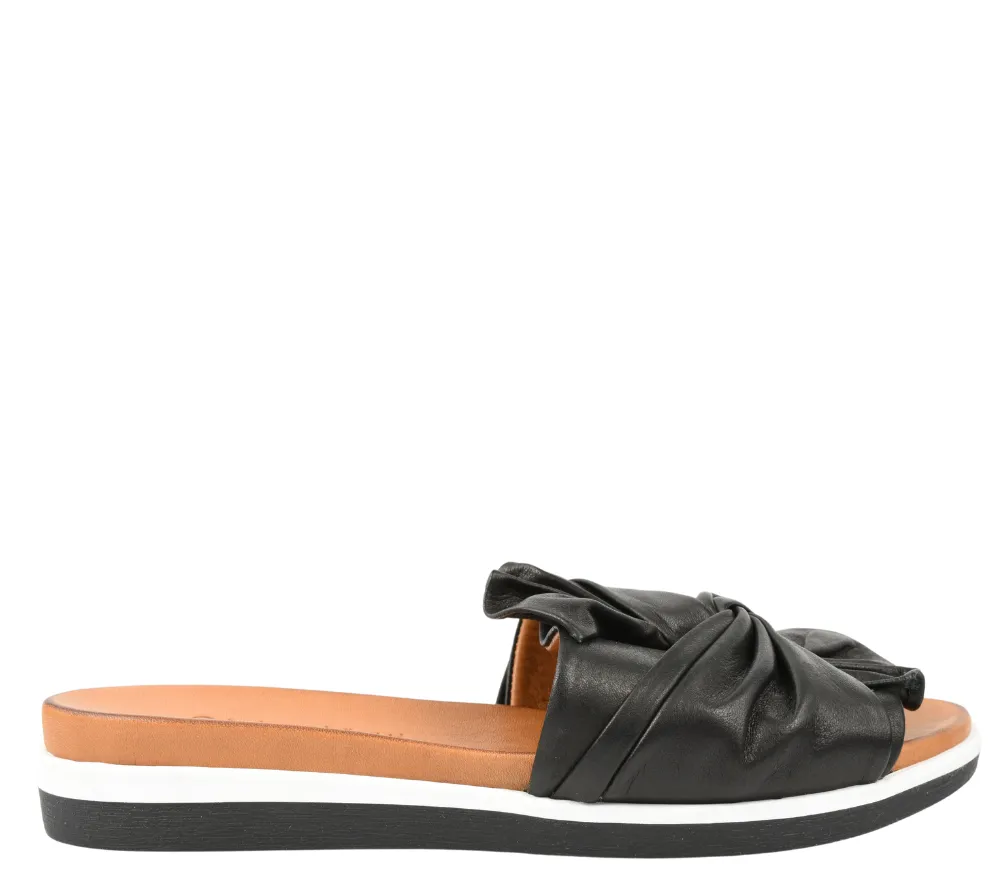 Papuci casual, dama, ANNA VIOTTI D45-2443 negru, piele naturala