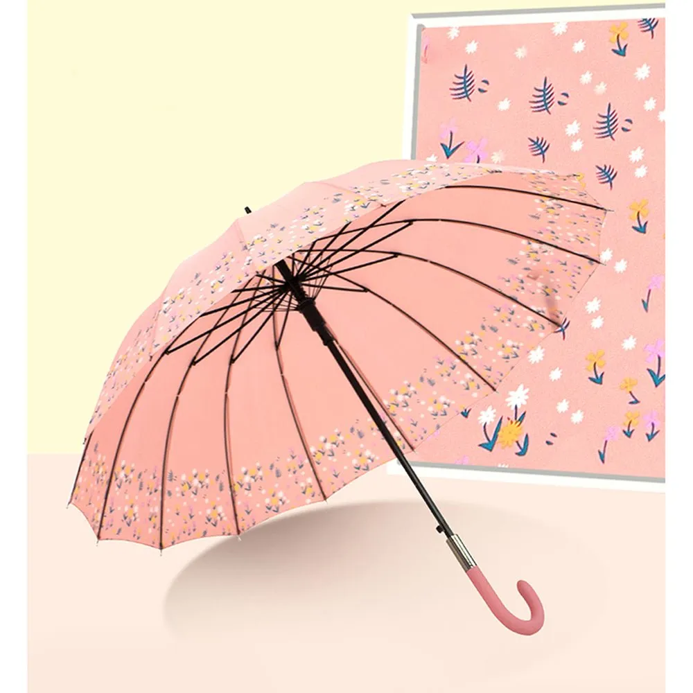 Pink Floral border Style Umbrella for Teens and Adults