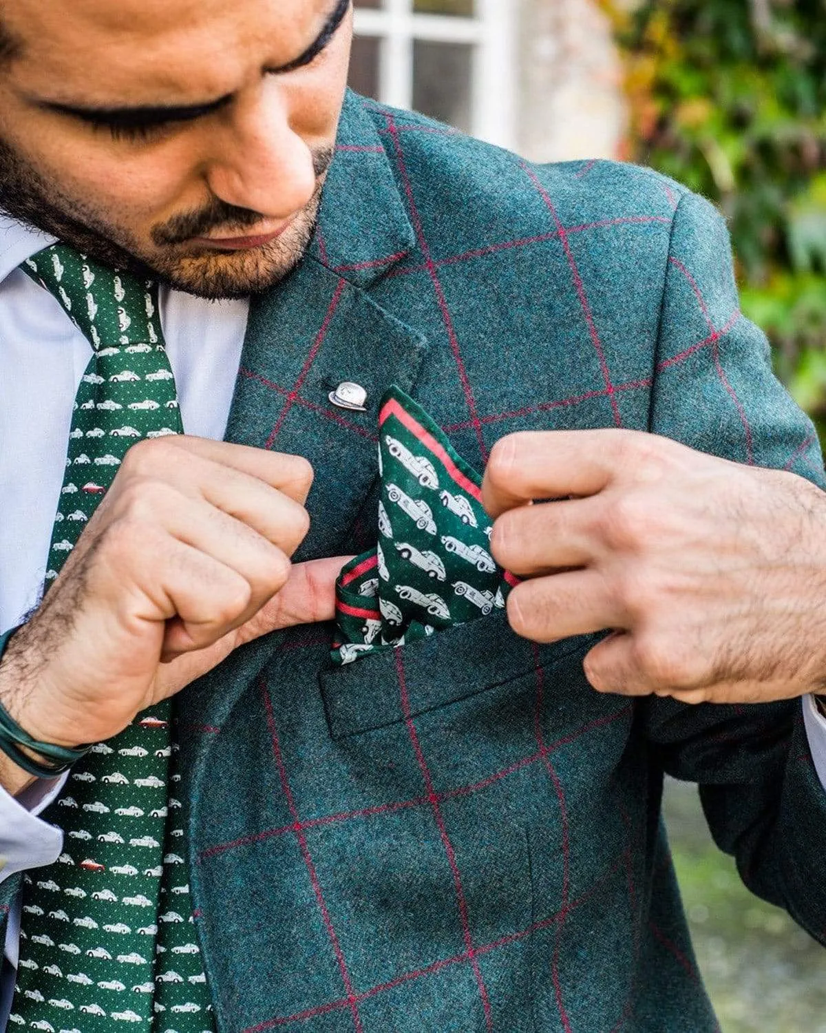 POSH - Silk Pocket Square - British Green