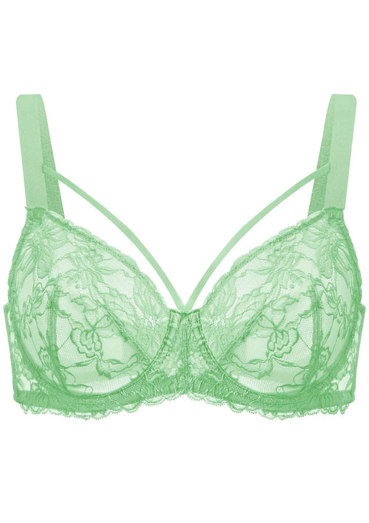 Pretty In Petals Bright Yellow Unlined Strappy Lace Bra